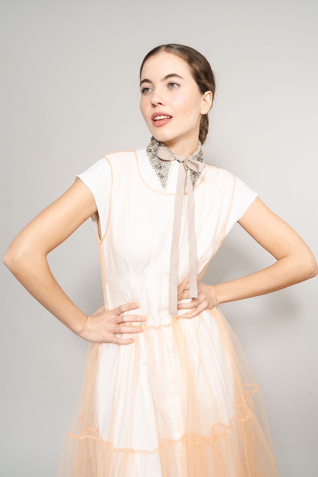 Tüllkleid in Lachs